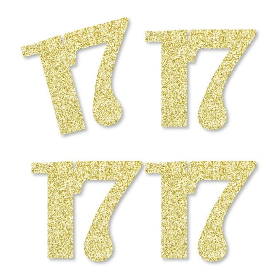 Big Dot of Happiness Gold Glitter 17 - No-Mess Real Gold Glitter Cut-Out Numbers - 17th Birthday Party Confetti - Set of 24