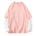 thumbnail image 5 of T Shirts for Men Casual Tops Winter Fall Long Sleeve Fashion Simple Fake Two Piece Pullover Round Neck Bottoming Shirt T-shirt Top, 5 of 5