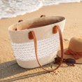 thumbnail image 6 of PULLIMORE Women's Straw Lace Beach Tote Bag, Large Summer Boho Woven Bags Shoulder Purse Handbags for Vacation, White, 6 of 8