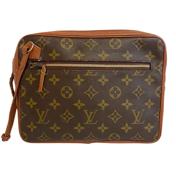 Pre-Owned LOUIS VUITTON Saxpo Handbag, Monogram Clutch Bag, Brown, Men's
