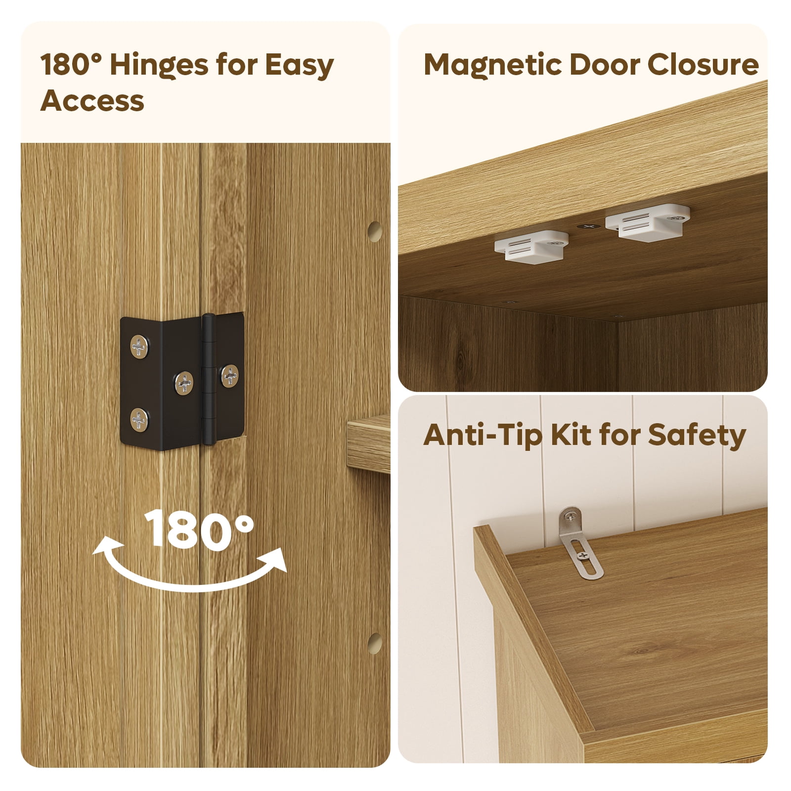 Bestier 72" Tall Kitchen Pantry Storage Cabinet with Doors and Shelves, Food Pantry Cabinet with Motion Sensor Light, Natural Oak