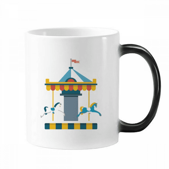 Amazing Funny Park Carousel Illustration Changing Color Mug Morphing Heat Sensitive Cup With Handles 350 ml