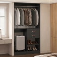 thumbnail image 2 of Homieasy 40'' W Closet System with Wooden Drawers and Hanging Rods, Black, 2 of 7