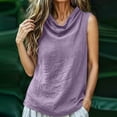 thumbnail image 2 of Sevevn Women's Cowl Neck Sleeveless Tank Top Casual Loose Fit Blouse with Textured Fabric Purple 2XL, 2 of 9