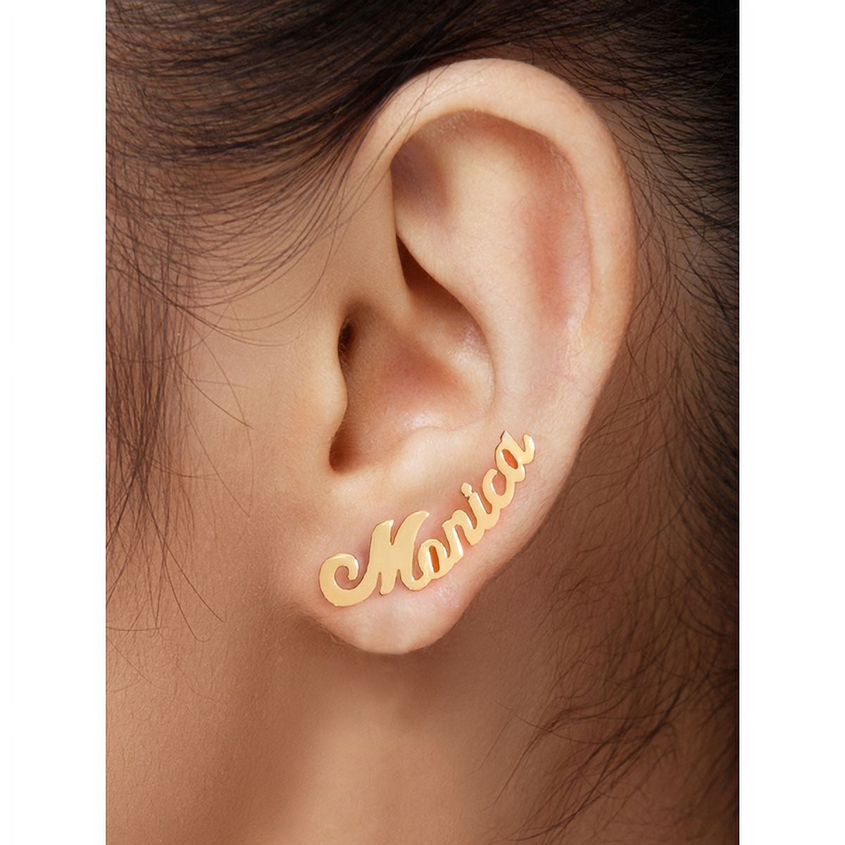 Personalized Script Curved Name Earrings