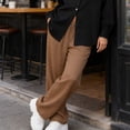 thumbnail image 5 of Tqcoqu Wide Leg Palazzo Pants for Women Casual Loose Drawstring Trendy Beach Linen Trousers with Pockets Vacation,Brown,Women's S-XXXL, 5 of 5