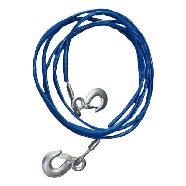 Blue Rubber Coated Tow Hook Rope 5 Ton 4Meter Heavy Duty Steel Wire Cable  For 