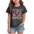 thumbnail image 2 of mgoYE 250th American Anniversary Girls Tee Girls Boy's 250 Years America Anniversary 250th Independence Day Vintage O-Neck T-Shirt(Grey,1-2 Years), 2 of 4