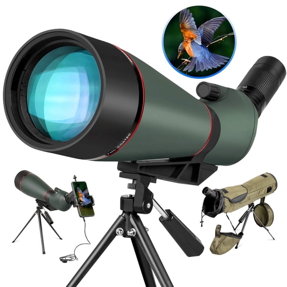 BEBANG 25-75x100 Spotting Scope, with Tripod Carrying Bag Phone Adapter, Waterproof Spotting Scope for Bird Watching,Target Shooting, Hunting