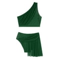 thumbnail image 5 of Miutii Lyrical Dance Dress Women One Shoulder Crop Top with Mesh Skirted Briefs Ballet Dance Outfit Green S, 5 of 6