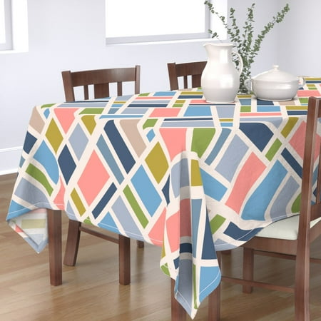 

Cotton Sateen Tablecloth 70 x 144 - Graphic Abstract Geometric Color Block Grid Print Custom Table Linens by Spoonflower