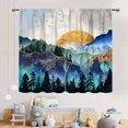 thumbnail image 3 of Boho Forest Curtains, Mid Century Modern Aesthetic Mountains Gold Sun Nature Abstract Art Print Blue Teal Window Drapes Treatments for Bedroom Living Room Kitchen Bathroom, 84"x63" Inch, 3 of 5