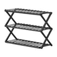 thumbnail image 2 of AuroraX Foldable Shoe Rack Black 3 Tier Wooden Small Shoe Rack Organizer Free Standing Vertical Space-Saving Sturdy Corner Shoe Storage Organizer for Closet,Entryway,Door, 2 of 6