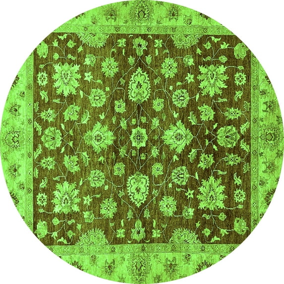 Ahgly Company Indoor Round Oriental Green Traditional Area Rugs, 8' Round