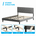 thumbnail image 6 of Mjkone Bed Frame with Headboard,Queen Upholstered Platform Metal Bed Frame with Steel Slat Support / No Box Spring Needed / Easy Assembly/No Mattress,Dark Grey, 6 of 7