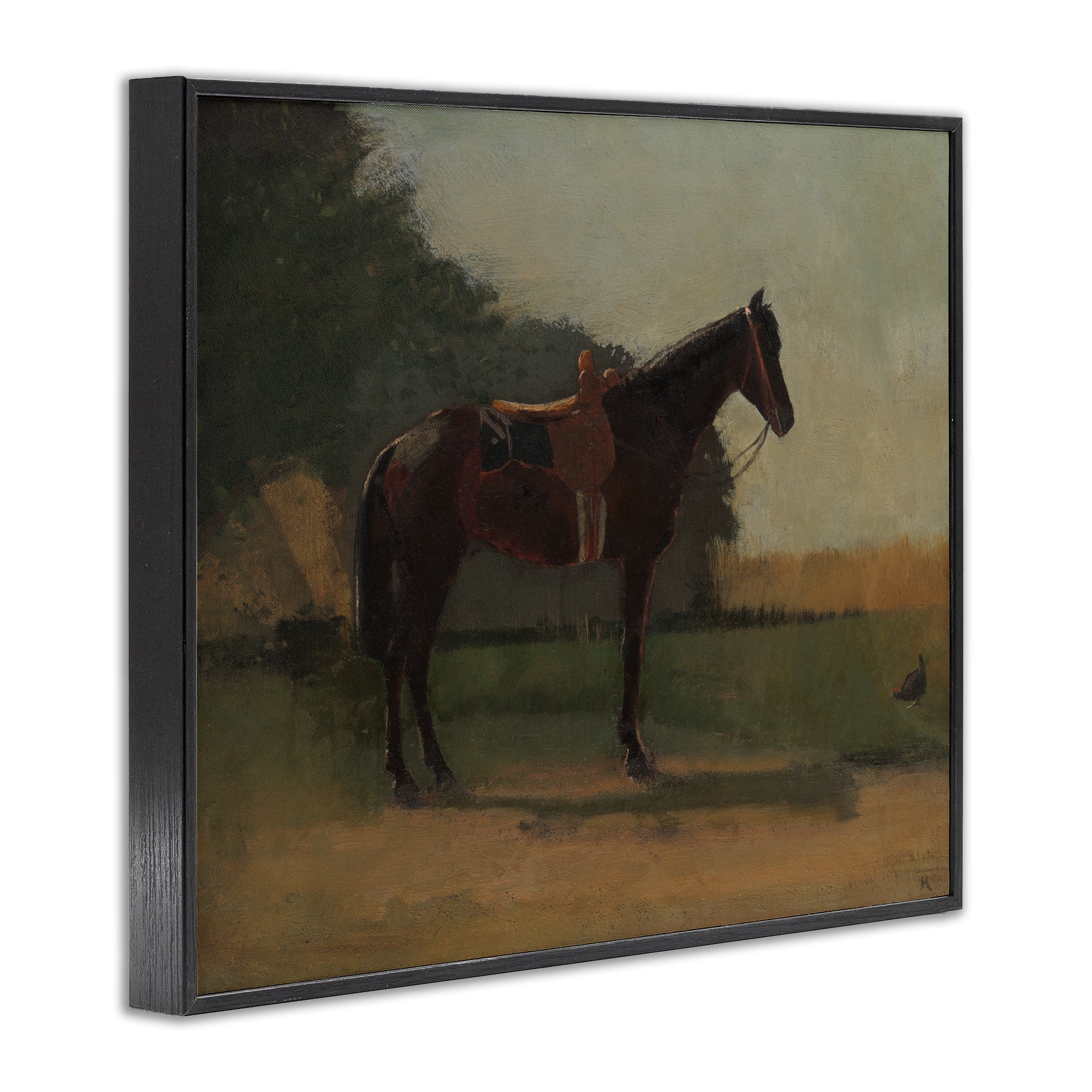 Stupell Industries Racing Horse with Saddle Animals & Insects Painting Black Framed Art Print Wall Art, 14 x 11