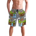 thumbnail image 2 of Sky Island Pattern Medium Size Men's Quick Dry Beach Shorts with Mesh Lining, Lightweight, 2 of 8