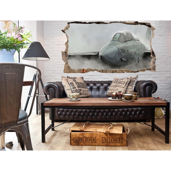 Startonight 3D Mural Wall Art Photo Decor Big Fight Plane Waiting Amazing Dual View Surprise Medium Wall Mural Wallpaper for Bedroom Abstract Wall Paper Art Gift 47.24 ‘’ By 86.61 ‘’