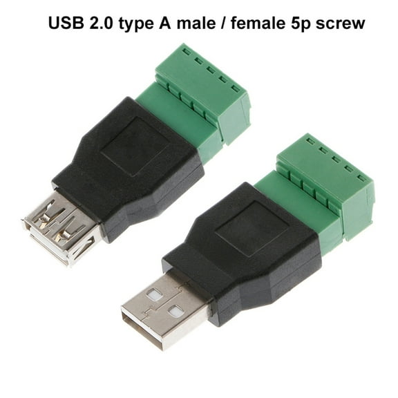 Deyuer USB 2.0 Type A Male/Female to Screw Plug Connector Adapter with Shield Terminal