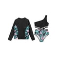 thumbnail image 3 of vastwit Girls 2 Piece Bathing Suit One Piece Swimsuit with Long Sleeve Rash Guard Shirts Set Zipper Lily 8, 3 of 5