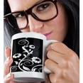thumbnail image 2 of 3drose, White Flourishes and Flowers on Black, 11oz Magic Transforming Mug, 2 of 7