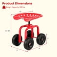 thumbnail image 2 of Costway Rolling Garden Cart Heavy Duty Workseat with 360° Swivel Seat & Adjustable Height Red, 2 of 10