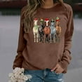 thumbnail image 2 of Sweatshirts for Women Winter Christmas Horse Graphic Pullover Tops Long Sleeve Crew Neck Regular Casual Cozy Soft Loose Fall Womens Sweatshirts ZA Brown S, 2 of 7