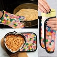 thumbnail image 5 of Yayeee Oven Mitts and Pot Holder Set of 2 Heat Resistant Kitchen Gloves Baking Hot Pad, Pink Colorful Circles, 5 of 5