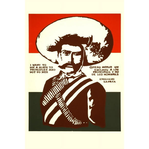 Emiliano Zapata A Slave To Principles Famous Motivational Inspirational Quote Vintage Mexican Revolution Military Hero Decoration Mexico Spanish Cool Wall Art Print Poster 16x24