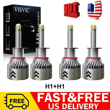VISVIC 4PC White H1 LED Headlight Bulb High/Low Beam Combo Replacement HID 6000K
