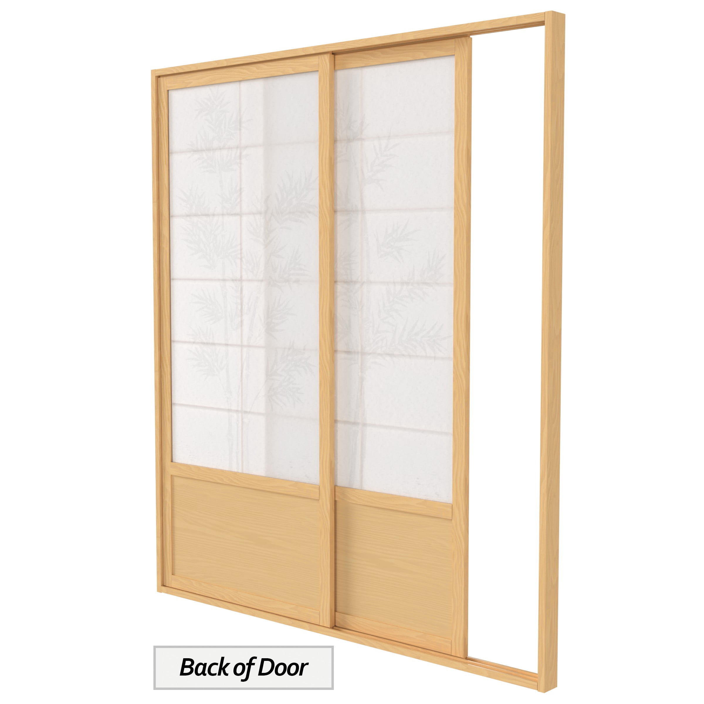 Red Lantern 7 ft. Tall Bamboo Tree Shoji Sliding Door Kit - Natural