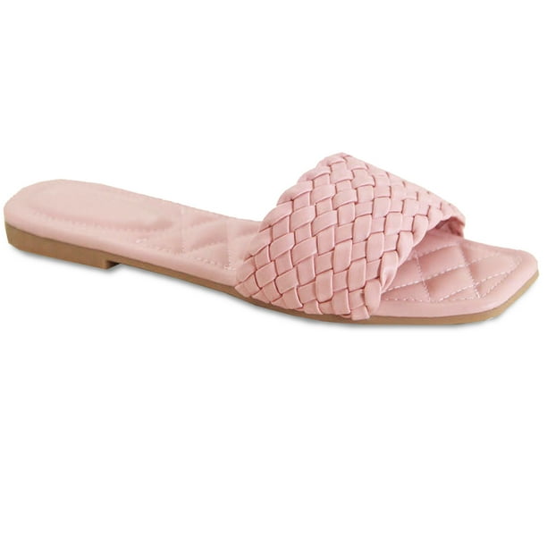 square toe braided flat sandals
