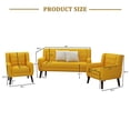 thumbnail image 5 of Lumibee Modern Tufted Faux Leather Upholstered Armchair Linen Accent Chairs Sets Yellow/Linen/3-Piece 2Chairs+1Sofa Wood,Cotton 3-Piece Cotton,Linen, 5 of 5
