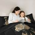 thumbnail image 5 of Manfei Animal Cheetah Bedding Comforter Set 2pcs for Boys Girls,Black Ribbon Bow Twin Comforter Sets Microfiber,Jungle Wildlife Breathable Bedding Set,Luxury Bedroom Decor,Reversible, 5 of 8