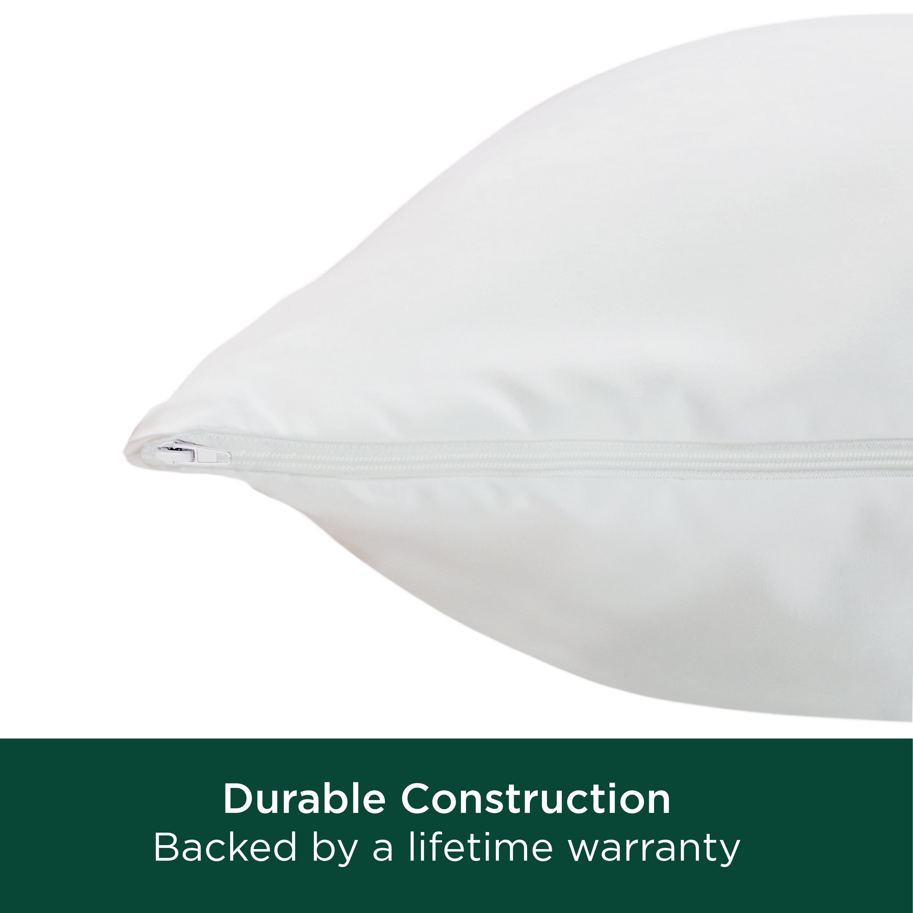 AllerEase Cotton Fresh Allergy Pillow Cover Protector, Jumbo, White- Zippered 4-Pack
