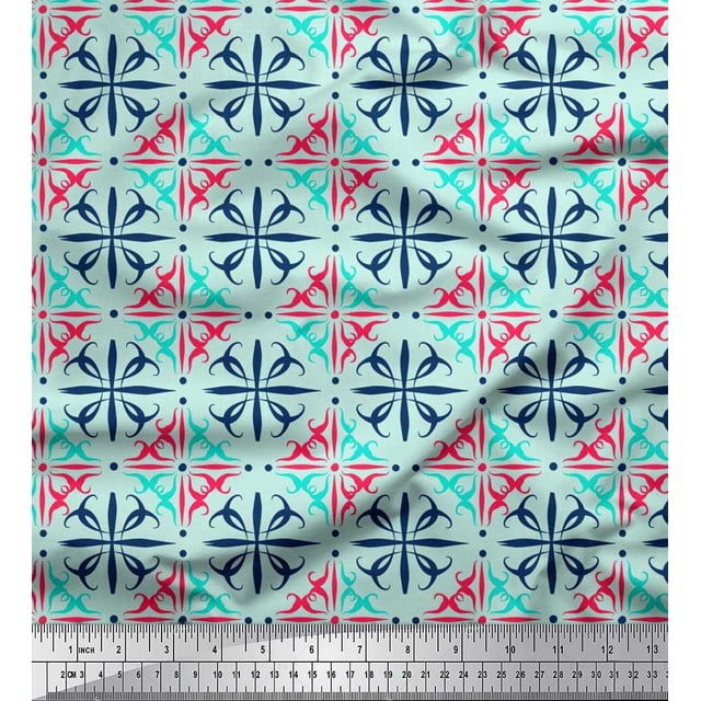 Soimoi Polyester Crepe Fabric Dot & Swirl Artistic Print Fabric by The Yard 52 Inch Wide