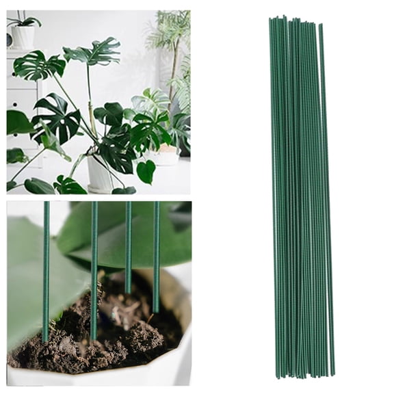 Metal Flower Stakes And Supports 50 Pcs 16 Inch, For Climbing Flowers And Tomatoes Cucumbers Or Flowers Holder For Indoor Garden Outdoor, Green