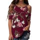 thumbnail image 2 of Moda mujer manga corta hombro frío cuello redondo Casual Tops camiseta blusa Pompotops hkajfhjk467660, 2 of 8