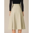 thumbnail image 4 of DARING DIVA Women's Vintage High Waist A Line Faux PU Leather Midi Skirts XS Apricot White, 4 of 6
