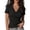 Black, variant on Womens Dressy Casual Shirts Short Sleeve Slim Fitted Deep V Neck Cross Wrap Tunic T-Shirt Side ruched Shirring Tees Summer Tops (M-3XL)