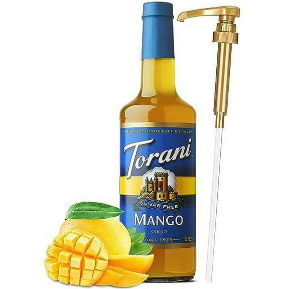 Torani Mango Syrup Sugar Free 750ml (25.4ounce)  Gold Syrup Pump