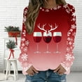 thumbnail image 1 of Fankiway Chandails à Manches Longues pour Femmes T-Shirt Décontracté de Noël Imprimé à Manches Longues à Col Rond Rouge 3TG, 1 of 5