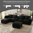 thumbnail image 3 of Wiilayok 145" U Shaped Cloud Couch Modular Sectional Sofa for Living Room,Modern Chenille Deep Seat Modular Couch with two Movable Ottoman,Central Console w/ Dual USB Ports,Cup Holder,Black, 3 of 8