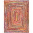 thumbnail image 3 of Safavieh Cape Cod Collection CAP202A Handmade Boho Braided Jute & Cotton Area Rug, 6' x 9', Red / Multi, 3 of 5