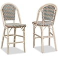thumbnail image 4 of PURPLE LEAF Set of 2 French Outdoor Counter Height Bar Stool White Print Finish Back Rattan Patio Outdoor Counter Height Bar Chairs, Colorful, 4 of 7