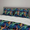 thumbnail image 2 of Gecko Comforter & Sham Bedding Set, Exotic Colorful Lizards on Monstera Leaves Background Tropical Flora Fauna Pattern, 3 pcs Duvet Set Microfiber Filling Quilt, 5 Sizes, Multicolor, by Ambesonne, 2 of 4