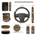 thumbnail image 4 of XYZCANDO Cow Ethnic Print Steering Wheel Cover Car Trash Can Center Mirror Cover Coasters Car Seat Cover Seat Belt Cover Keychain Lipstick Cover Comfortable Easy Installation Fit Most Car, 4 of 5