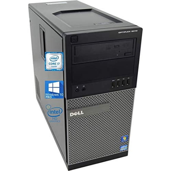 Pre-Owned Dell Optiplex 7010 Tower Desktop Computer, Intel i7-3770 Upto 3.9GHz, HD Graphics 4000 4K Support, 32GB RAM, 512GB SSD, DisplayPort, HDMI, DVD, AC Wi-Fi, Bluetooth - Windows 10 Pro