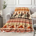 thumbnail image 3 of Western Cowboy Throw Blanket, Boho Southwest Aztec Super Soft Flannel Throw Blanket for Couch, West Cowboy Riding Horses Couch Sofa Bed Camping Travel Picnic Outdoor Blanket, 60X70IN, 3 of 5