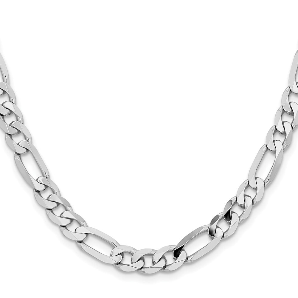 Primal Gold 14 Karat White Gold 7.5mm Flat Figaro Chain Necklace